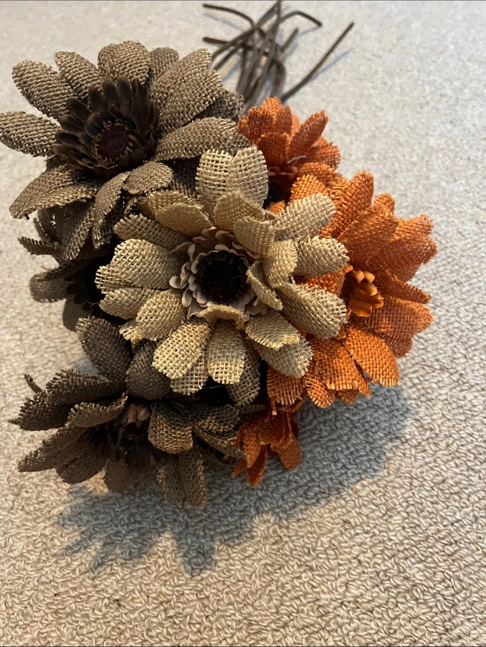 Farmhouse Faux Floral Burlap Flowers Fall